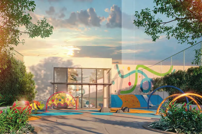 Playground do Claris Casa & Clube ao entardecer